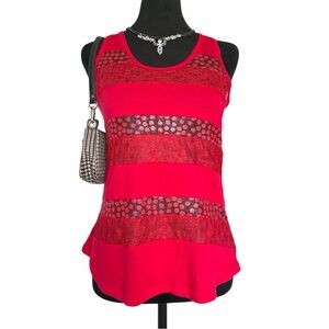 Vintage Woman’s Medium Aeropostale Red Tank Top With Glitter Striped Details